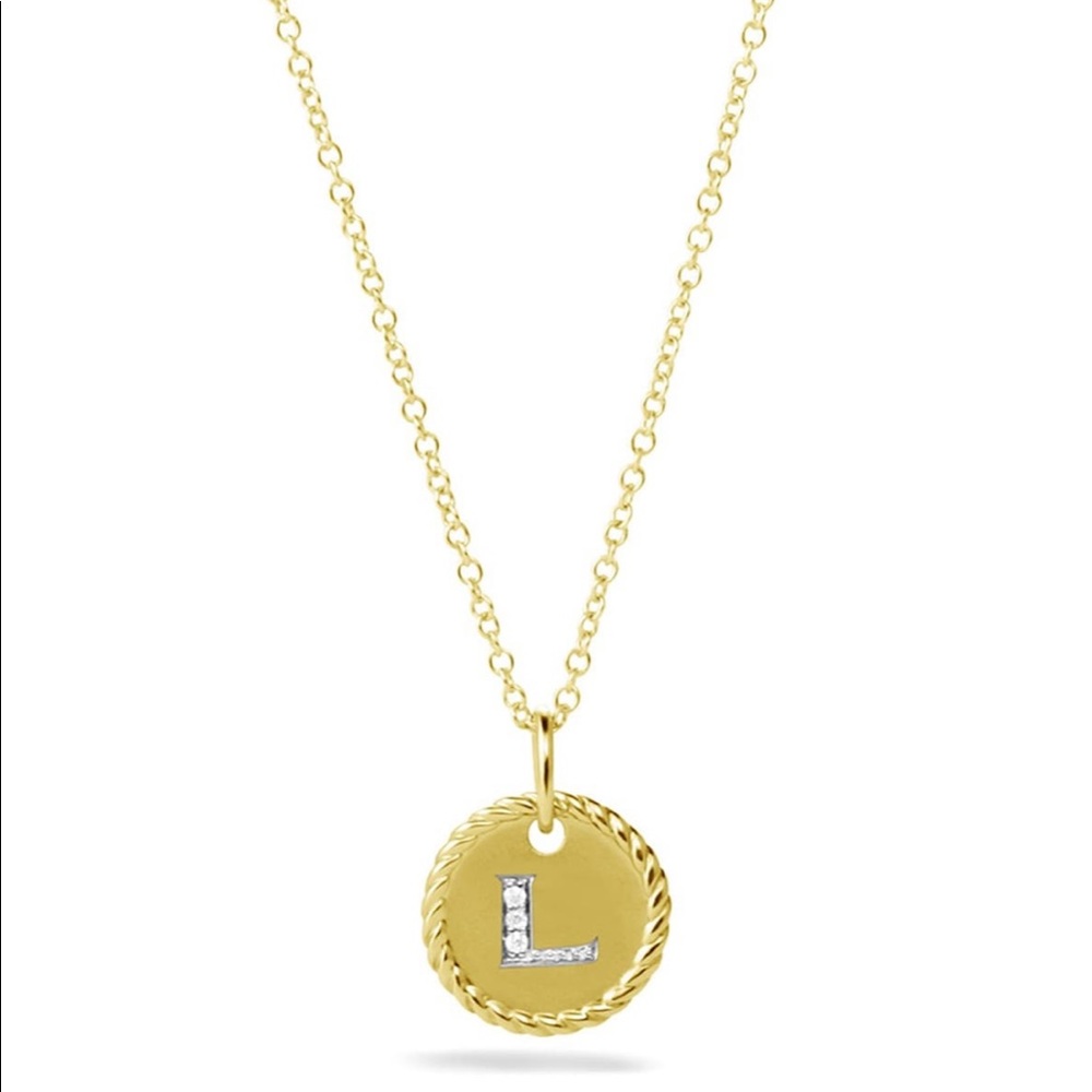 Initial Pendant with Diamonds in Gold on Chain
